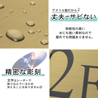 階数表示 ステンレス調 アクリル製 150角 真鍮風 ゴールド タイムズニューローマン サインプレート 数字 フロアサイン フロアプレート 階段 表示 階数表示板 金 切文字 プレート (配送2)