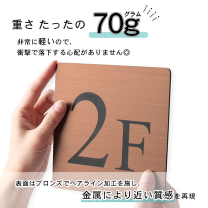 階数表示 ステンレス調 アクリル製 150角 銅板風 ブロンズ タイムズニューローマン サインプレート 数字 フロアサイン フロアプレート 階段 表示 階数表示板 銅 切文字 プレート (配送2)