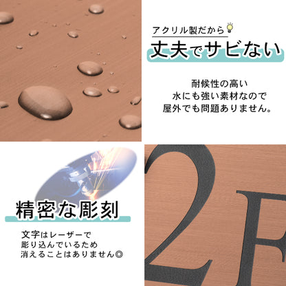 階数表示 ステンレス調 アクリル製 150角 銅板風 ブロンズ タイムズニューローマン サインプレート 数字 フロアサイン フロアプレート 階段 表示 階数表示板 銅 切文字 プレート (配送2)