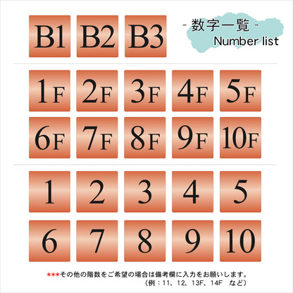 階数表示 ステンレス調 アクリル製 150角 銅板風 ブロンズ タイムズニューローマン サインプレート 数字 フロアサイン フロアプレート 階段 表示 階数表示板 銅 切文字 プレート (配送2)