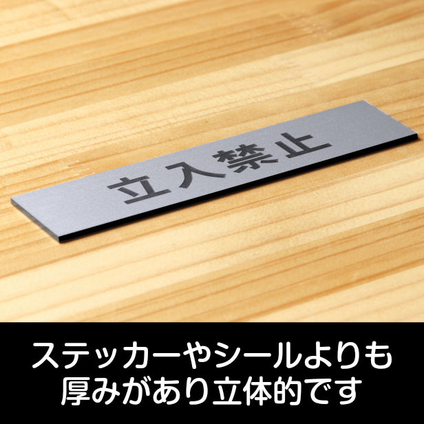 サインプレート (立入禁止) シルバー ステンレス調 ステッカー プレート おしゃれ 注意書き 案内表示 ドア ドアプレート 入口 出入口 会社 オフィス お店 店舗 病院 施設 学校 保育園 工場 表示板 屋外OK シール式 銀 アクリル製 日本製 (配送2)